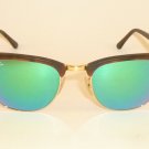 New RAY BAN  Clubmaster Matte Tortoise RB 3016 1145/19  Green Mirror Lenses 51mm