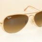 New RAY BAN Aviator Sunglasses Matte Gold RB 3025 112/85 Gradient Brown 58mm
