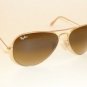 New RAY BAN Aviator Sunglasses Matte Gold RB 3025 112/85 Gradient Brown 58mm