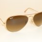 New RAY BAN Aviator Sunglasses Matte Gold RB 3025 112/85 Gradient Brown 58mm