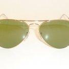 New Ray Ban AVIATOR Sunglasses Gold Frame RB 3025 001/14 Light Green Lenses 55mm
