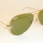New Ray Ban AVIATOR Sunglasses Gold Frame RB 3025 001/14 Light Green Lenses 55mm
