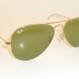 New Ray Ban AVIATOR Sunglasses Gold Frame RB 3025 001/14 Light Green Lenses 55mm