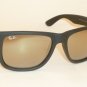 New RAY BAN  Justin Sunglasse Matte Black Rubber RB 4165 622/5A Gold Mirror 51mm