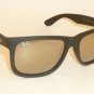 New RAY BAN  Justin Sunglasse Matte Black Rubber RB 4165 622/5A Gold Mirror 51mm