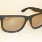 New RAY BAN  Justin Sunglasse Matte Black Rubber RB 4165 622/5A Gold Mirror 51mm