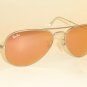 New  RAY BAN Aviator  Sunglasses  Matte Silver  RB 3025 019/Z2  Pink Mirror 58mm