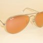 New  RAY BAN Aviator  Sunglasses  Matte Silver  RB 3025 019/Z2  Pink Mirror 58mm