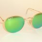RAY BAN  Sunglasses ROUND METAL Matte Gold RB 3447 112/P9 Polarized Green Mirror