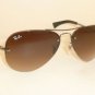 New RAY BAN Sunglasses AVIATOR Gunmetal Frame RB 3449 004/13 Gradient Brown 59mm