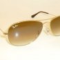 New RAY BAN Sunglasses COCKPIT Gold RB 3362 001/51 Brown Gradient Lenses 59mm
