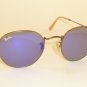 New  RAY BAN Sunglasses  ROUND METAL Bronze Frame  RB 3447 167/68  Blue Lenses