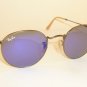 New  RAY BAN Sunglasses  ROUND METAL Bronze Frame  RB 3447 167/68  Blue Lenses