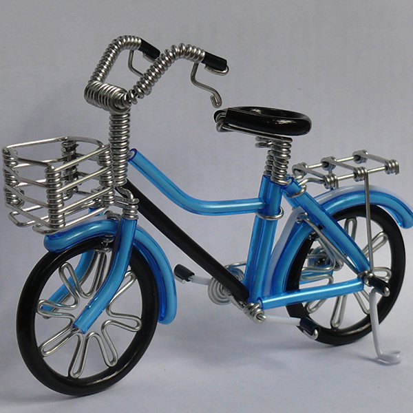 Wire Bicycle Aluminium Wire Art Sculpture Model Handmade (BLUE)