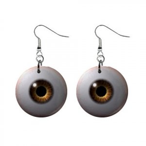 Brown Eyes Dangle Earrings Jewelry 1 inch Buttons 12191679