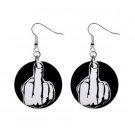 Middle Finger Dangle Earrings Jewelry 1 inch Buttons 12183464