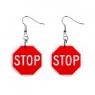 Stop Sign Dangle Earrings Jewelry 1 inch Buttons  12196764