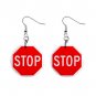 Stop Sign Dangle Earrings Jewelry 1 inch Buttons  12196764