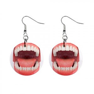 Open Mouth Dentist Dental Hygienist Dangle Earrings Jewelry 1 inch Buttons 12197130