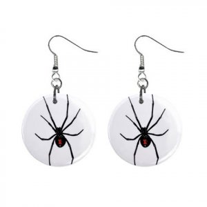 Black Widow Spider Dangle Earrings Jewelry 1 inch Buttons 12203541
