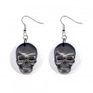 Silver Skull Dangle Earrings Jewelry 1 inch Buttons 12203742