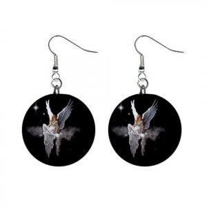 Fairy on Cloud Dangle Earrings Jewelry 1 inch Buttons 12211197