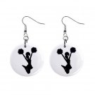 Cheerleader Pom Pom Girl Dangle Earrings Jewelry 1 inch Buttons 12224984