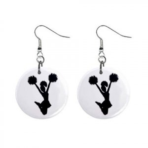 Cheerleader Pom Pom Girl Dangle Earrings Jewelry 1 inch Buttons 12224984