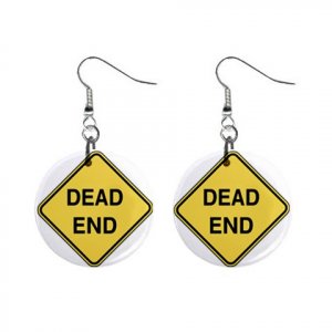 Dead End Road Sign Dangle Earrings Jewelry 1 inch Buttons 12240156