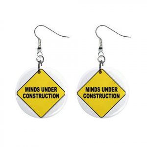 Minds Under Construction Dangle Earrings Jewelry 1 inch Buttons 12240164