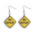 No Outlet Road Sign Dangle Earrings Jewelry 1 inch Buttons 12240165