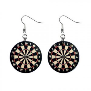 Dart Board Dangle Earrings Jewelry 1 inch Buttons 12240173