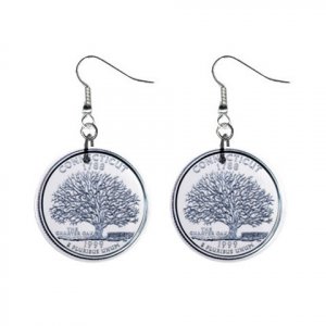 Connecticut State Quarter Dangle Earrings Jewelry 1 inch Buttons 12302750