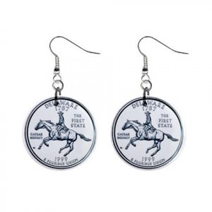 Delaware State Quarter Dangle Earrings Jewelry 1 inch Buttons 12302749