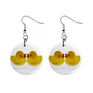 Rubber Ducky Duckies Duck Dangle Earrings Jewelry 1 inch Buttons 12247286