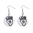 Bear Paw Print #1 Dangle Earrings Jewelry 1 inch Buttons 12304846