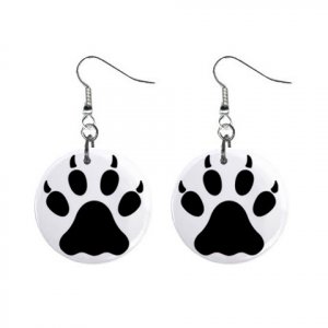 Wolf Paw Print Dangle Earrings Jewelry 1 inch Buttons 12304853