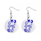 Snoopy Happy Blue Dangle Earrings Jewelry 1 inch Buttons 12304862