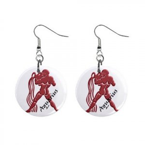 Zodiac Sign Aquarius Dangle Earrings Jewelry 1 inch Buttons 12176336