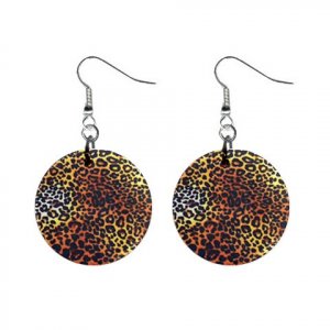 Leopard Print Dangle Earrings Jewelry 1 inch Buttons 12176321