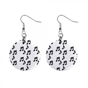 Music Notes Dangle Earrings Jewelry 1 inch Buttons 12176322