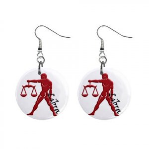 Zodiac Sign Libra Dangle Earrings Jewelry 1 inch Buttons 12176345