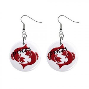 Zodiac Sign Pisces Dangle Earrings Jewelry 1 inch Buttons 12176346