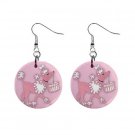 Pink Poodle 50's look Dangle Earrings Jewelry 1 inch Buttons 11968365