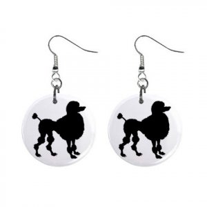 Black Poodle Silhouette Dangle Earrings Jewelry 1 inch Buttons 12305898