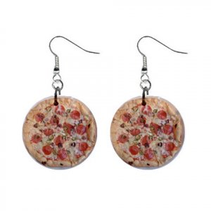 Pizza Dangle Earrings Jewelry 1 inch Buttons 12305899
