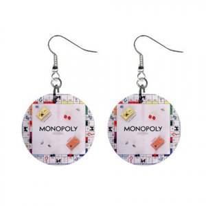 Monopoly Board Game Dangle Earrings Jewelry 1 inch Buttons 12305908