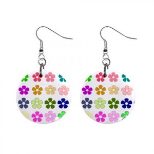Hippy Flower Power #3-1 Dangle Earrings Jewelry 1 inch Buttons 12305915
