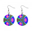 Hippy Funky Groovy Far Out Design Dangle Earrings Jewelry 1 inch Buttons 12305916