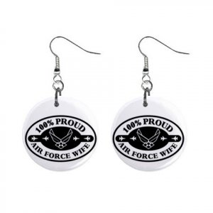 Proud Air Force Wife Dangle Earrings Jewelry 1 inch Buttons 12305923